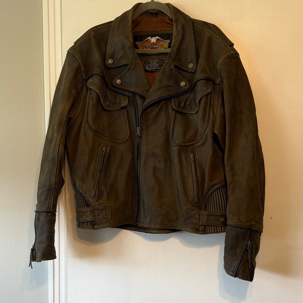 Harley-Davidson Dark Brown Leather Bomber Jacket